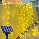 Guirlanda solar com folhas e luzes quentes para decoração de festas e jardins