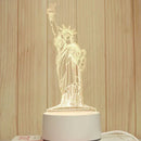 Luminária 3D Estátua da Liberdade com luz suave, ideal para decoração de mesa ou quarto