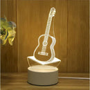 Luminária 3D de guitarra acústica com luz suave, ideal para decoração de quarto ou escritório