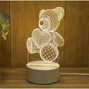Luminária 3D de urso de pelúcia com efeito de ilusão ótica, ideal para decoração de quarto infantil